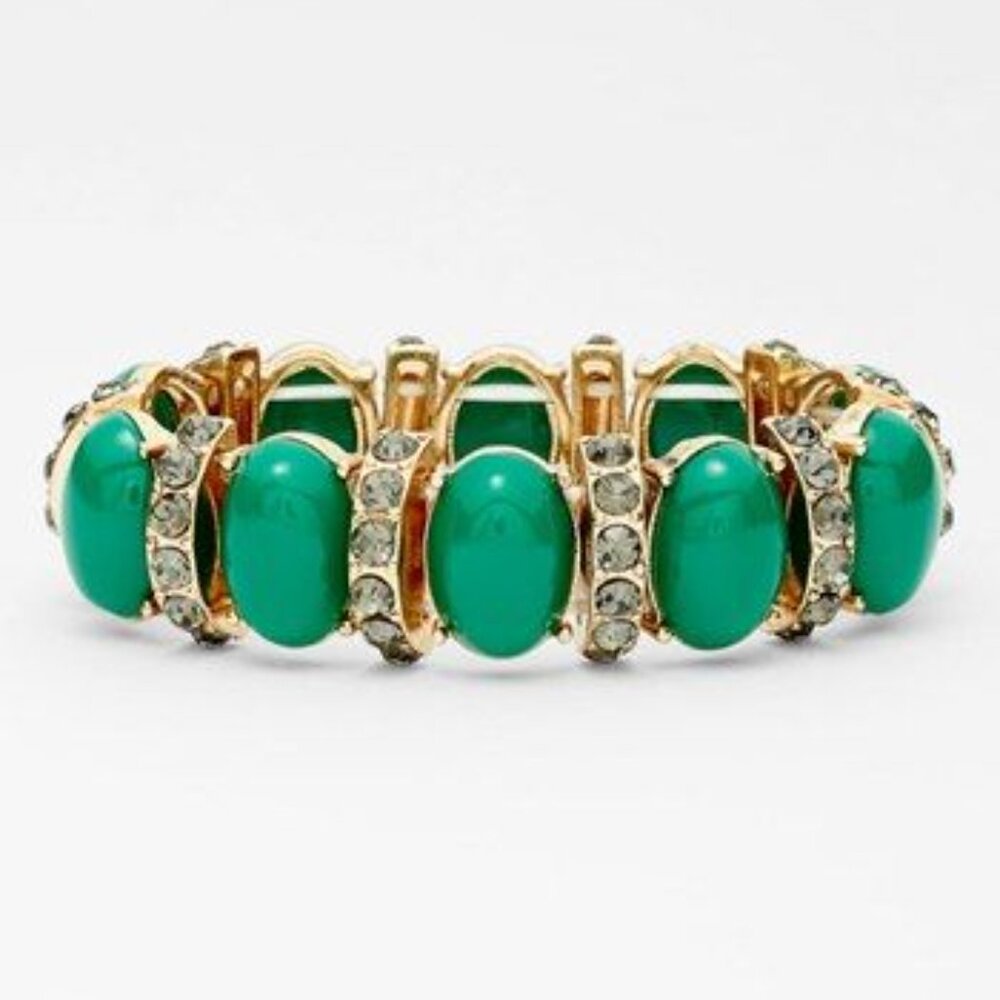 Tasha Green Overstone Stone and Crystal Bar Stretch Bracelet Nordstrom